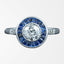 Antique Art Deco Diamond Sapphire Target Cluster Ring 0.70ct Diamond