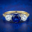 Antique Edwardian Ceylon Sapphire Diamond Trilogy Ring 1.51ct Sapphire With Certs