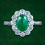 Antique Edwardian Emerald Diamond Daisy Cluster Ring 1.7ct Emerald