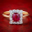 Antique Edwardian Ruby Diamond Cluster Ring 0.65ct Ruby Dated 1903