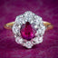 Antique Edwardian Ruby Diamond Cluster Ring 0.80ct Ruby
