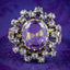 Antique Georgian Amethyst Diamond Cluster Ring 3ct Amethyst