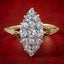 Antique Victorian Diamond Navette Cluster Ring 1.5ct Total