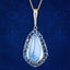 Antique Victorian Moonstone Sapphire Pendant Necklace 15ct Moonstone