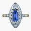 Antique Victorian Sapphire Diamond Navette Ring 1.2ct Sapphire