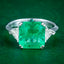 Art Deco Style Emerald Diamond Trilogy Ring 3.5ct Emerald