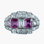Art Deco Pink Sapphire Diamond Cluster Ring