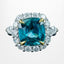 Edwardian Style Zircon Diamond Cluster Ring 6.58ct Blue Zircon