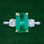 Edwardian Style Emerald Diamond Trilogy Ring 3.08ct Emerald