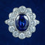 Edwardian Style Sapphire Diamond Cluster Ring 3.50ct Sapphire