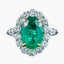 Edwardian Style Emerald Diamond Cluster Ring 3.69ct Emerald