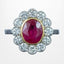 Edwardian Style Ruby Diamond Daisy Cluster Ring 3.22ct Ruby