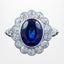 Edwardian Style Sapphire Diamond Cluster Ring 3.44ct Blue Sapphire