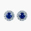 Edwardian Style Sapphire Diamond Cluster Stud Earrings 18ct Gold 2.3ct Sapphire