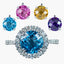 Interchangeable Multi-Gemstone Cluster Ring With Box