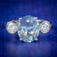 ANTIQUE EDWARDIAN AQUAMARINE TRILOGY RING PLATINUM 3.25CT AQUA CIRCA 1910
