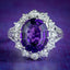 Amethyst Diamond Cluster Ring Platinum 4ct Amethyst 1.30ct Of Diamond