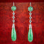Antique Edwardian Jade Diamond Drop Earrings Platinum Circa 1915