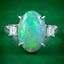 Art Deco Style Opal Diamond Trilogy Ring 4.64ct Natural Opal