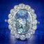 Edwardian Style Aquamarine Diamond Cluster Ring 5ct Aqua