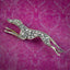 Edwardian Style Rose Cut Diamond Greyhound Brooch Silver Gold Gilt