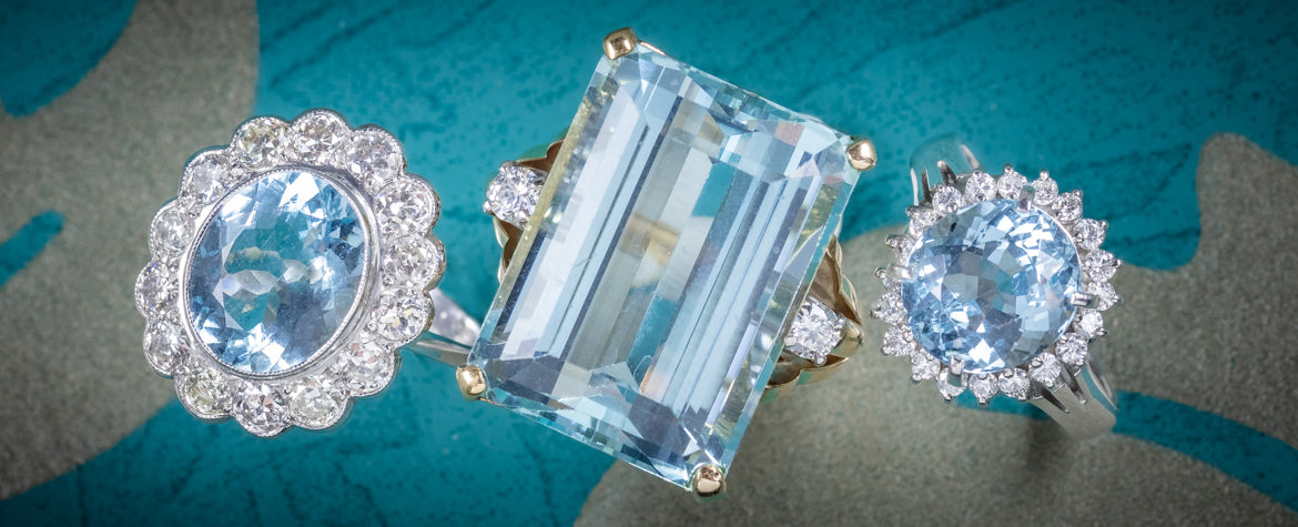 Three Fine Aquamarine Diamond Rings