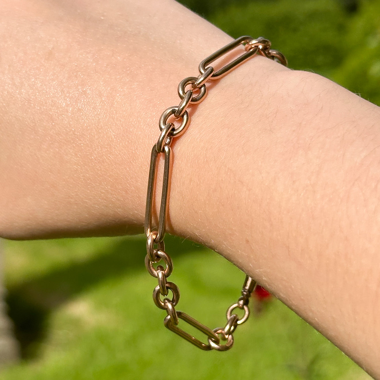 Antique Victorian Trombone Albert Chain Bracelet 9ct Gold