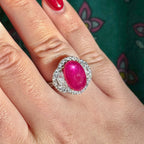 Art Deco Style Star Ruby Diamond Cluster Ring 5.5ct Ruby