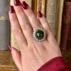 Antique Edwardian Black Opal Diamond Cocktail Ring 25ct Opal