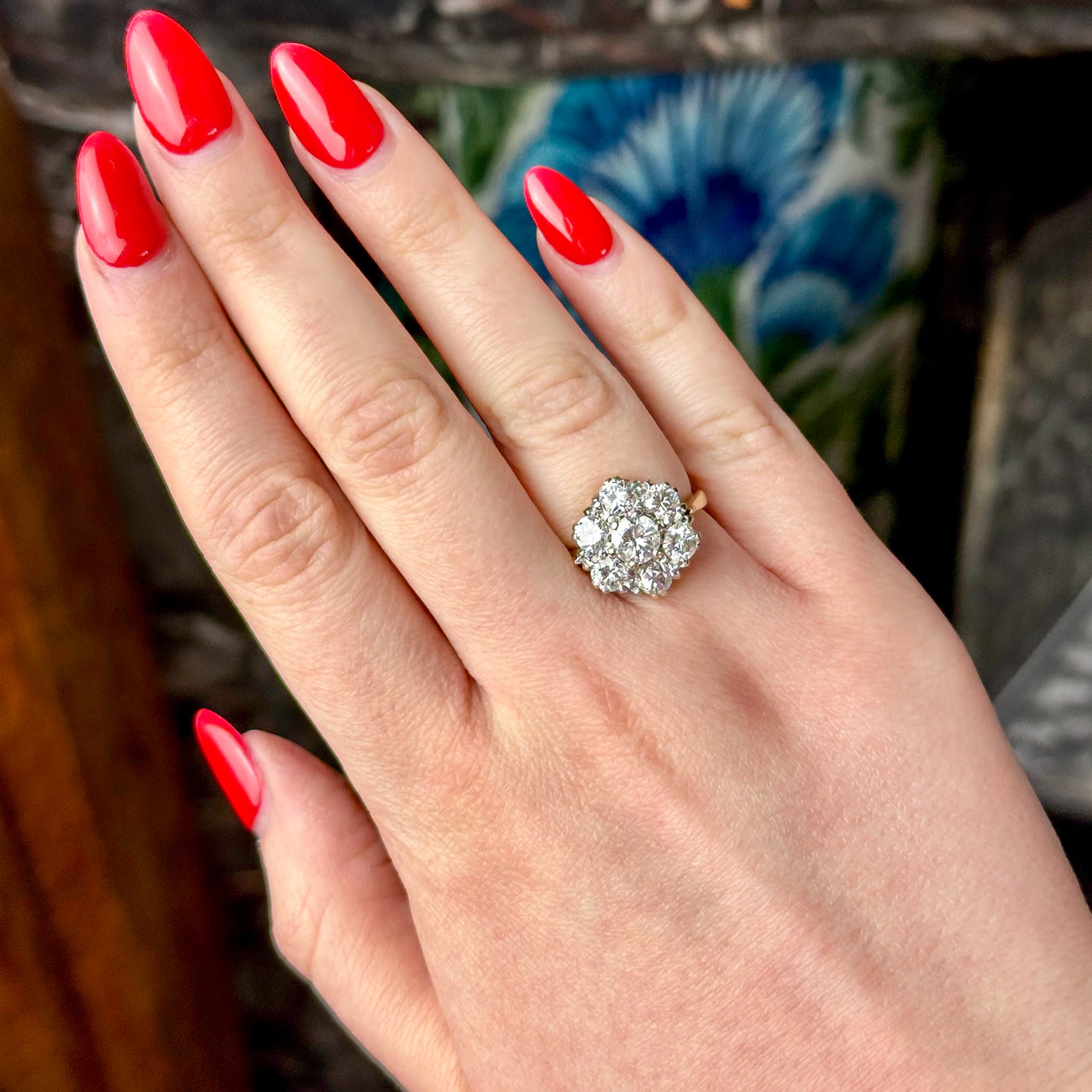 Vintage Diamond Cluster Ring 2.5ct Total