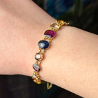 Antique Victorian Gemstone Harlequin Bracelet 15ct Gold