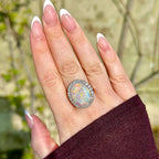 Antique Edwardian Opal Diamond Cocktail Ring 6ct Natural Opal