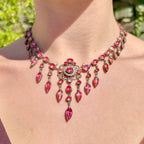 Antique Victorian Pink Paste Pearl Dropper Necklace Silver
