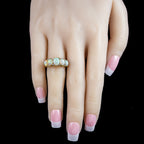 Antique Victorian Natural Opal Diamond Five Stone Ring