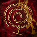 Antique Victorian Albert Chain Solid 9ct Gold With T Bar