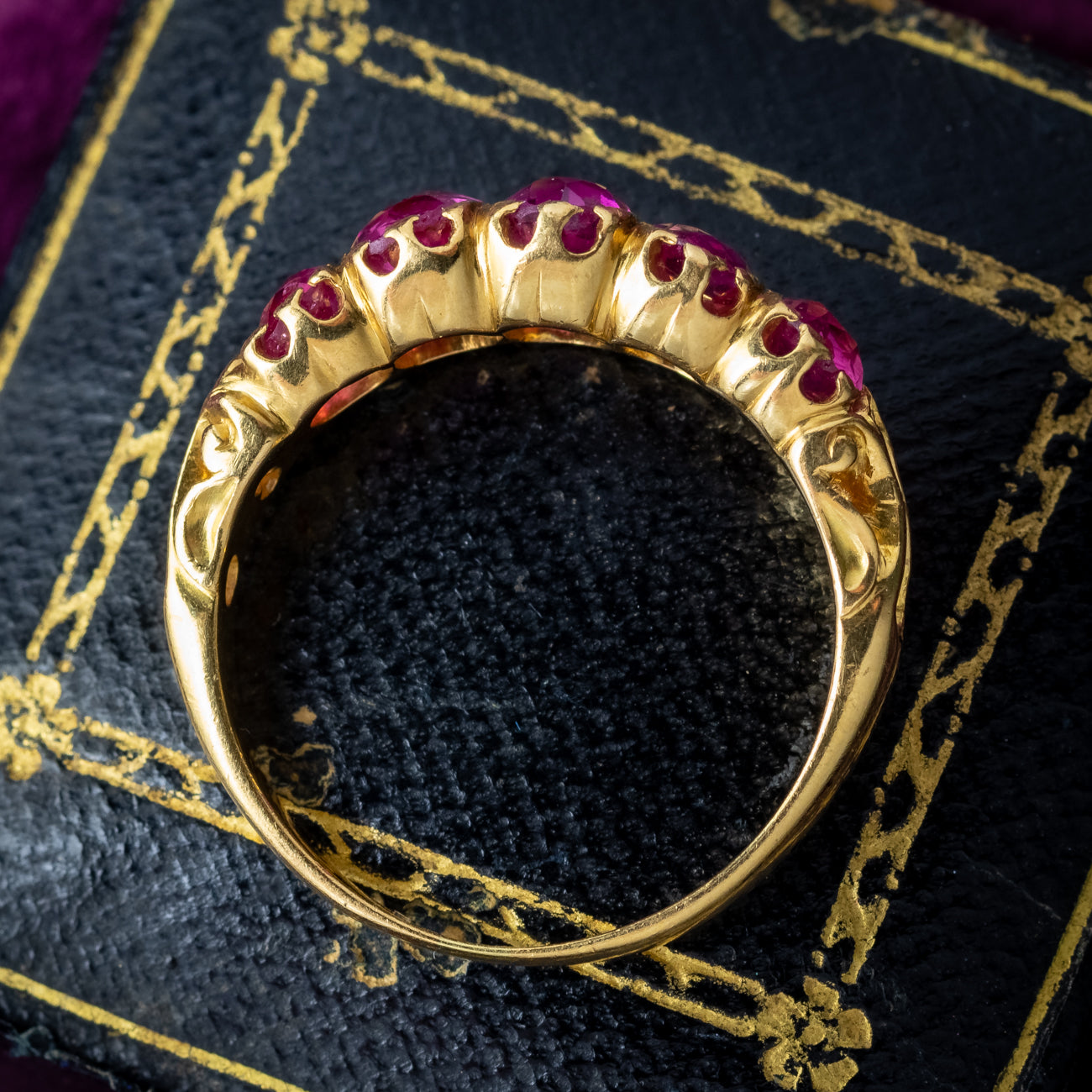 Antique Victorian Pink Sapphire Five Stone Ring 1.9ct Total Secondary image
