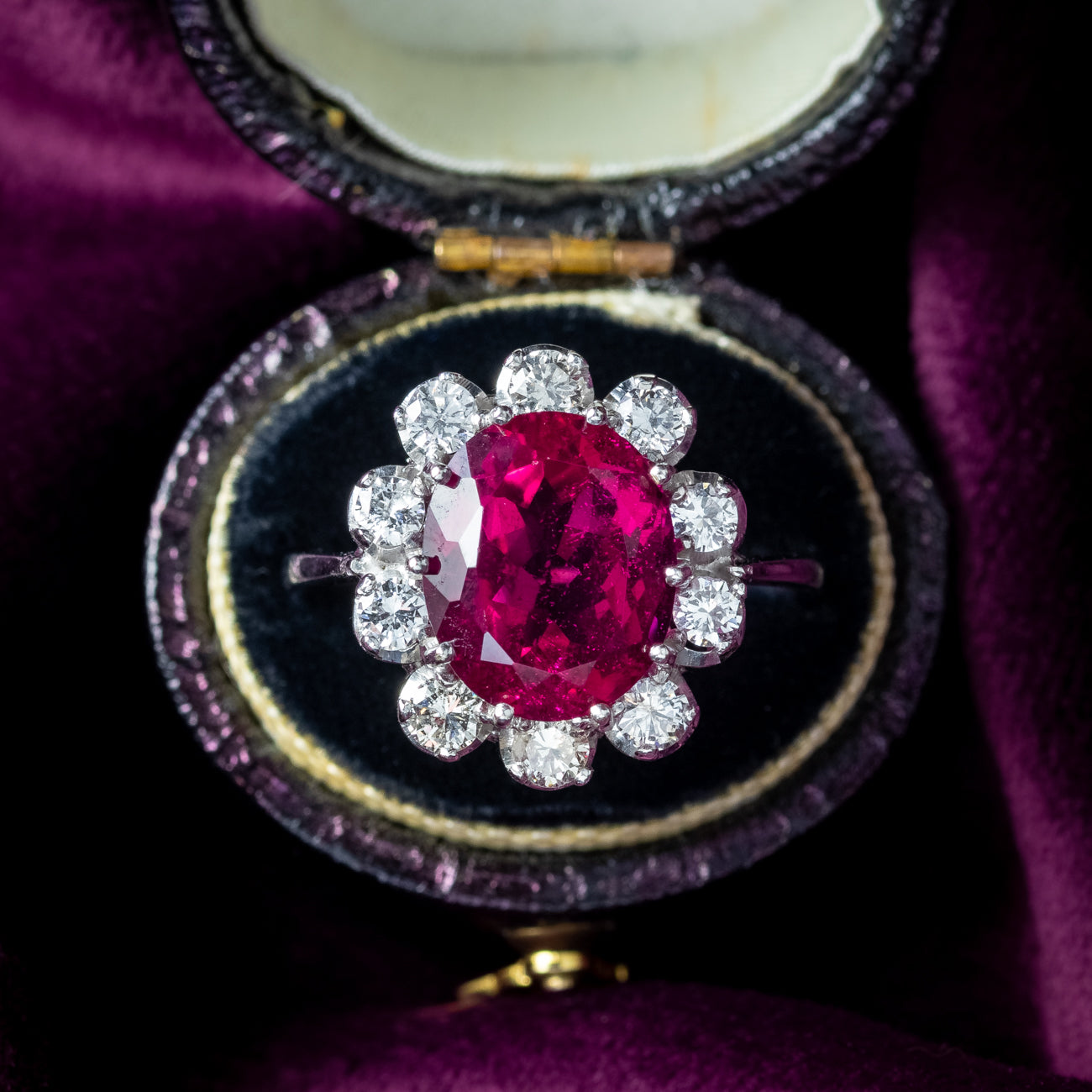 Vintage Tourmaline Diamond Cluster Ring 5ct Pink Tourmaline Secondary image
