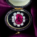 Vintage Tourmaline Diamond Cluster Ring 5ct Pink Tourmaline 