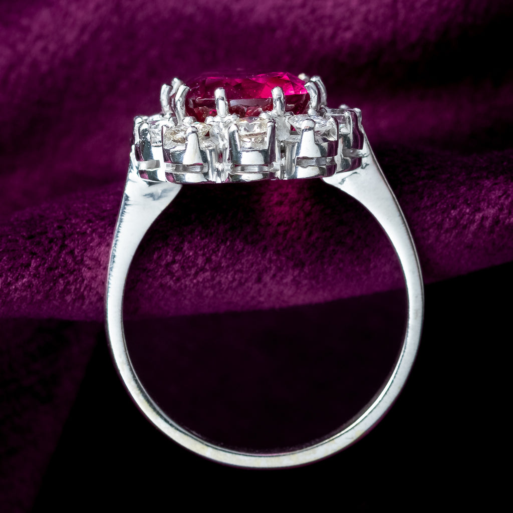 Vintage Tourmaline Diamond Cluster Ring 5ct Pink Tourmaline