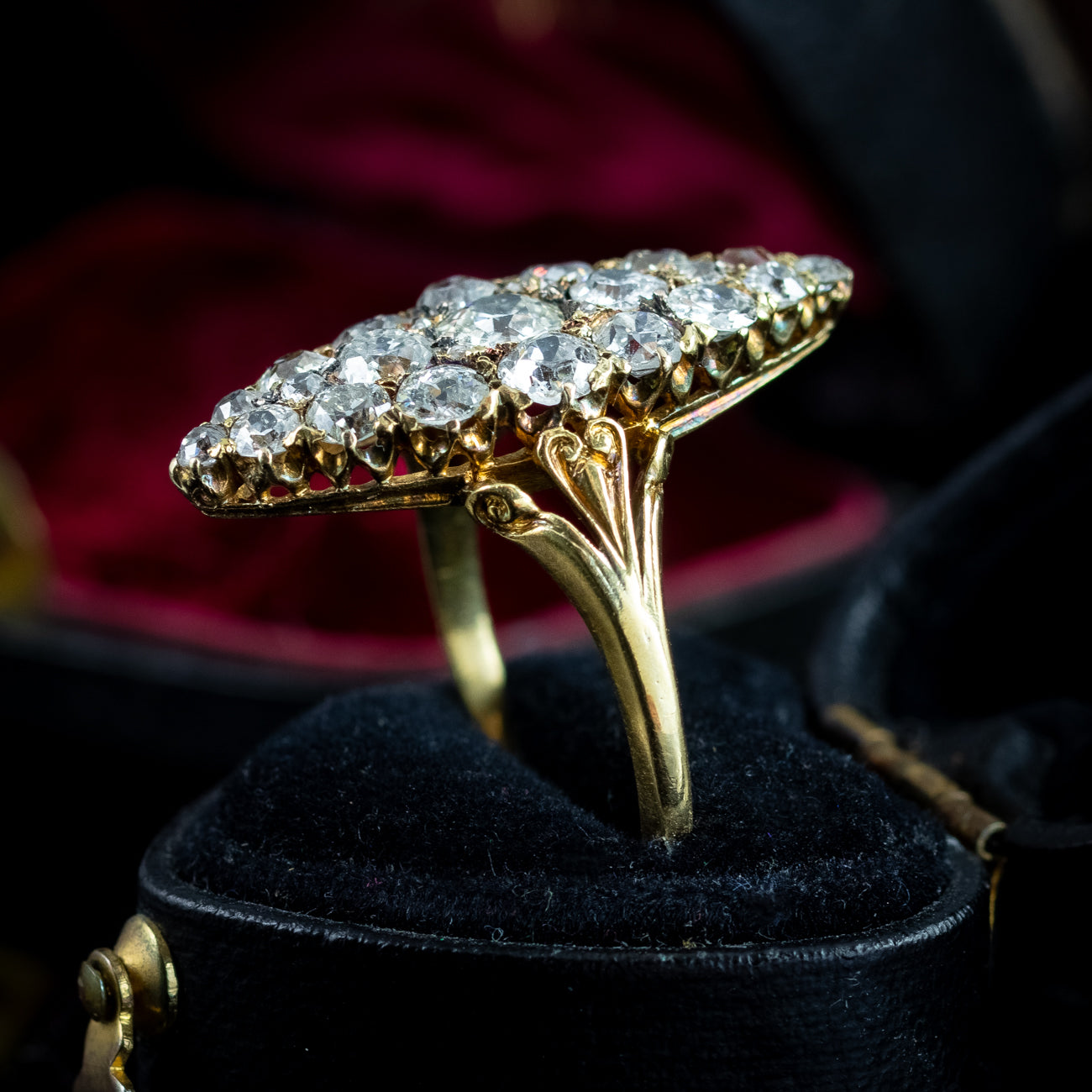 Antique Victorian Diamond Navette Cluster Ring 2.75ct Total