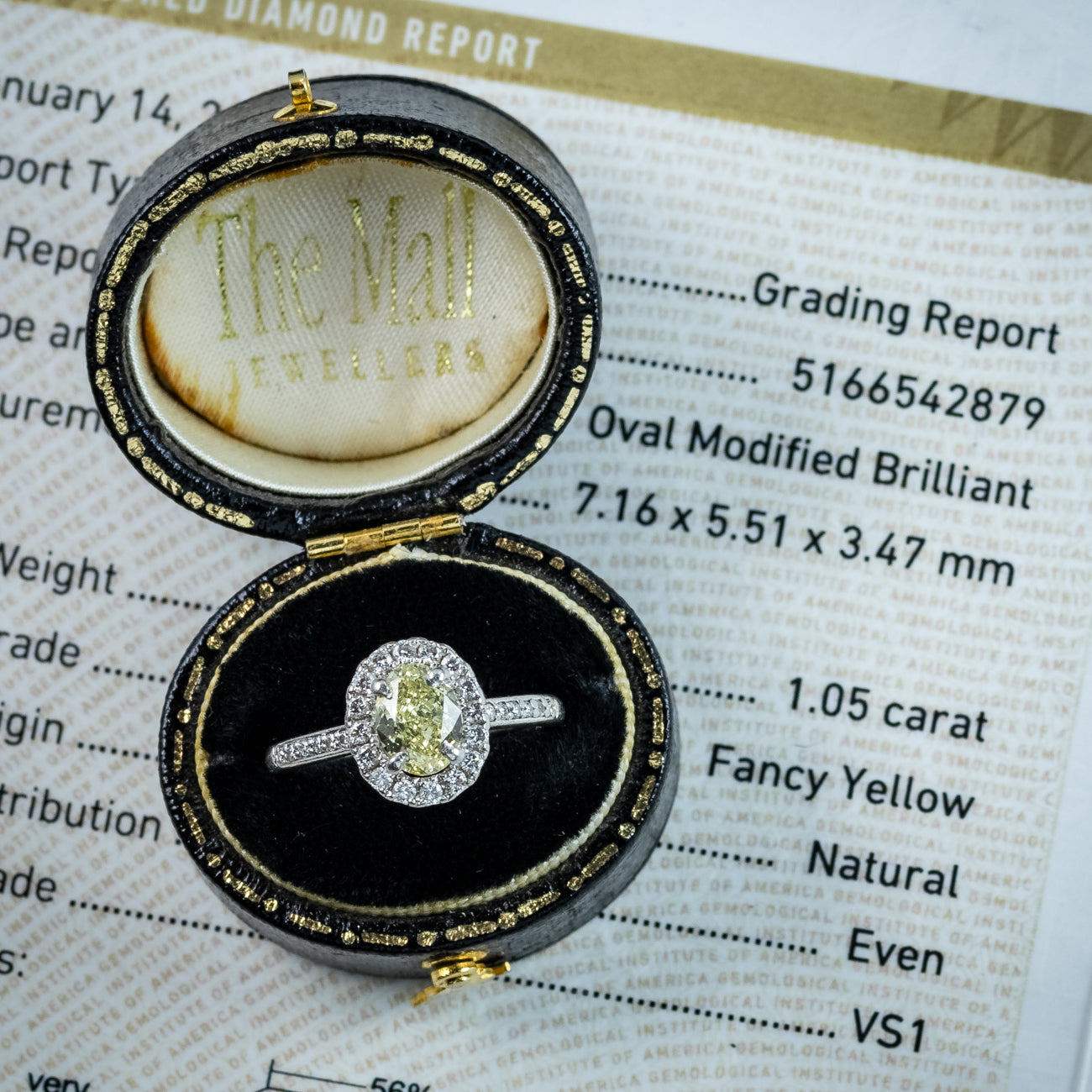 Vintage Yellow Fancy Diamond Cluster Ring 1.3ct Total With Cert Secondary image