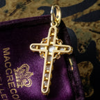 Antique Victorian Pearl Diamond Cross Pendant 18ct Gold With Box