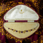 Antique Victorian Amethyst Pearl Necklace 15ct Gold With Box