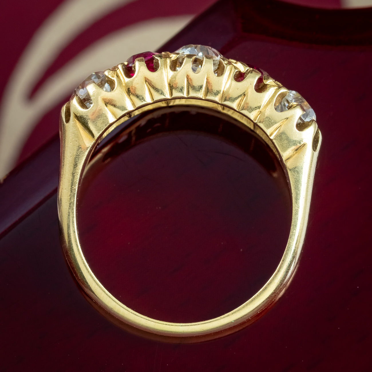 Antique Victorian Burmese Ruby Diamond Ring 1.75ct Diamond With Cert Secondary image
