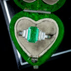 Antique Art Deco Emerald Diamond Ring 1.8ct Emerald