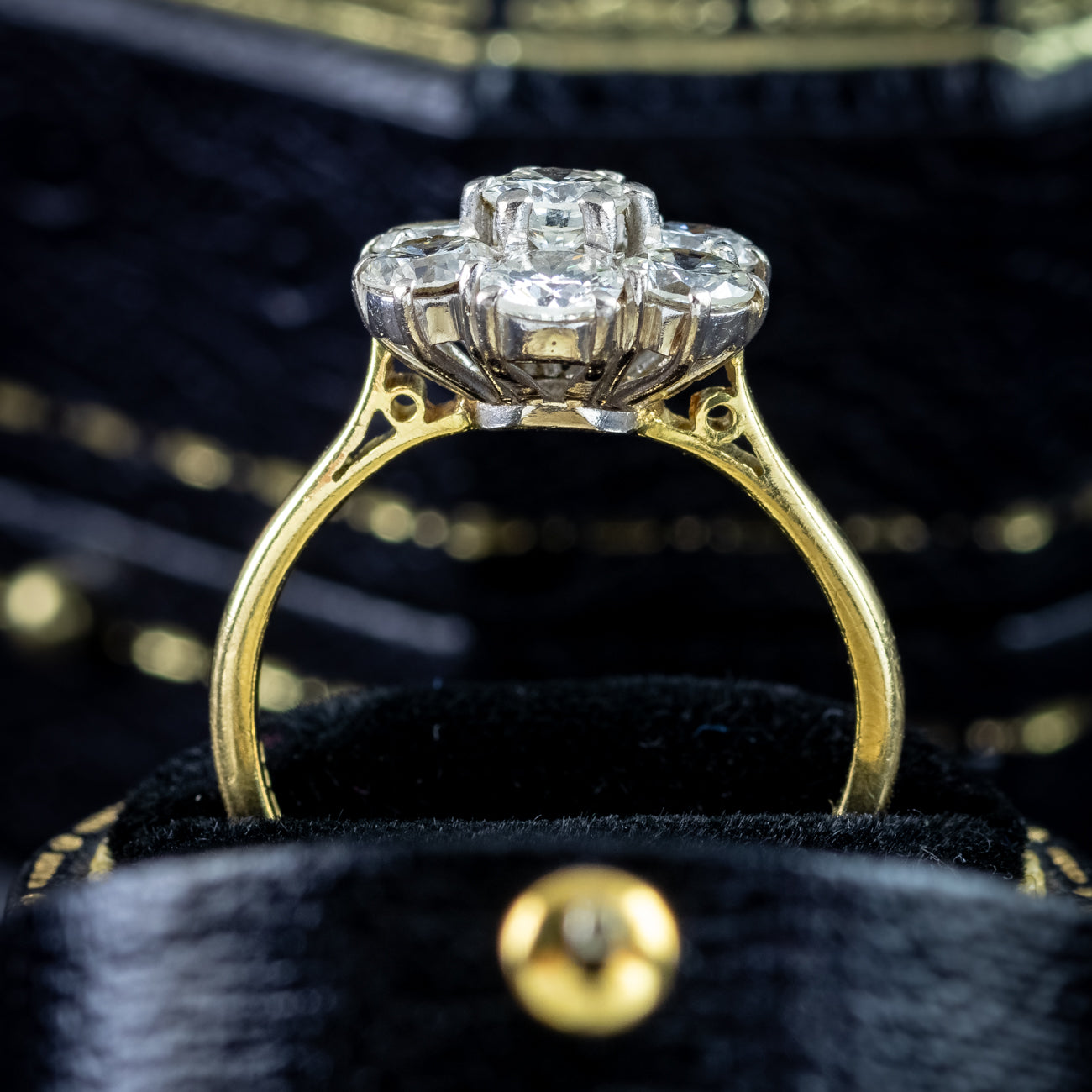 Vintage Diamond Cluster Ring 2.1ct Total Dated 1962