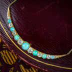 Antique Victorian Opal Diamond Necklace Crescent Moon 18ct Gold With Box