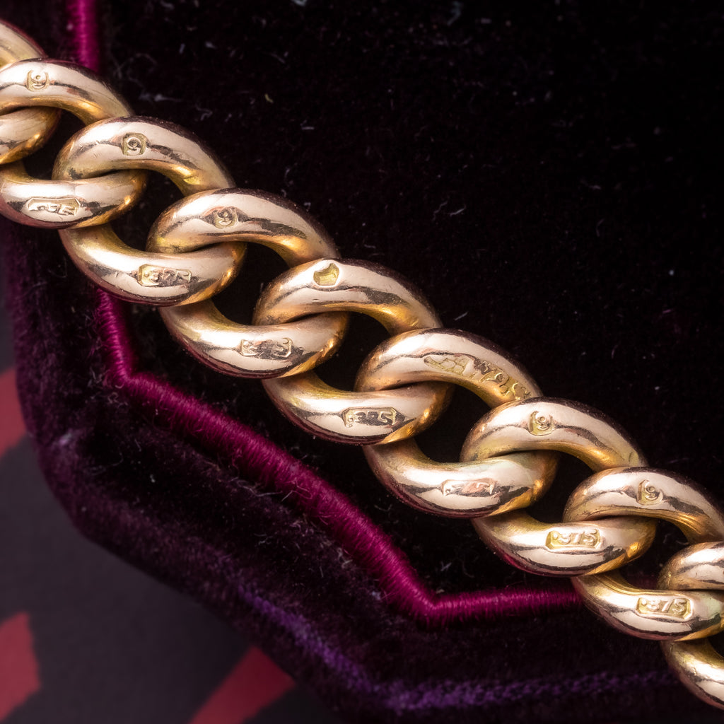 Antique Victorian Albert Bracelet 9ct Gold Curb Chain