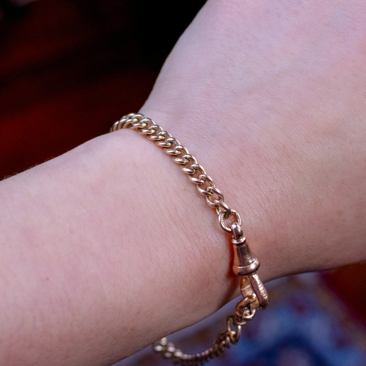 Antique Victorian Albert Bracelet 9ct Gold Curb Chain