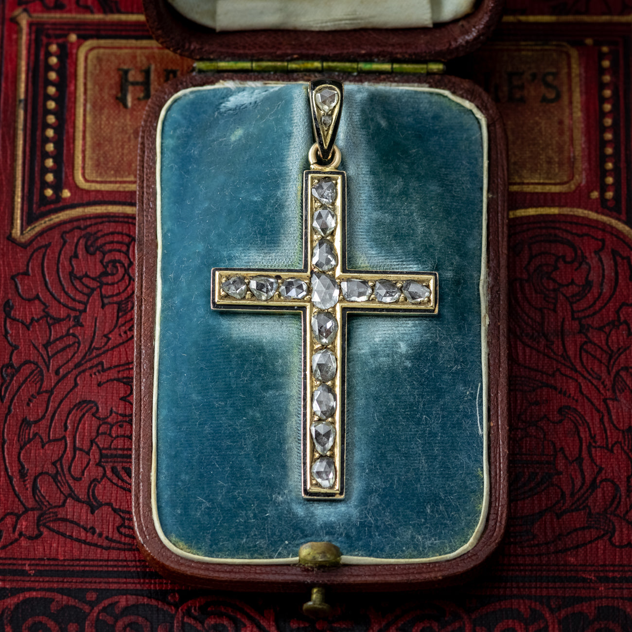 Antique Victorian Diamond Cross Pendant 18ct Gold 3ct Total